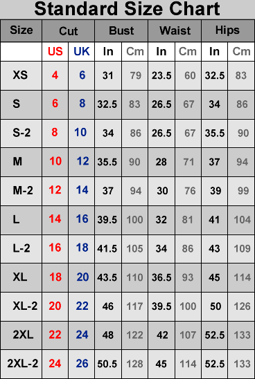 Women Size Chart Attirewear